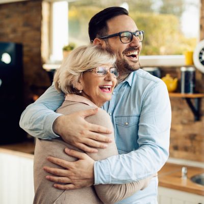Son hugging his mother